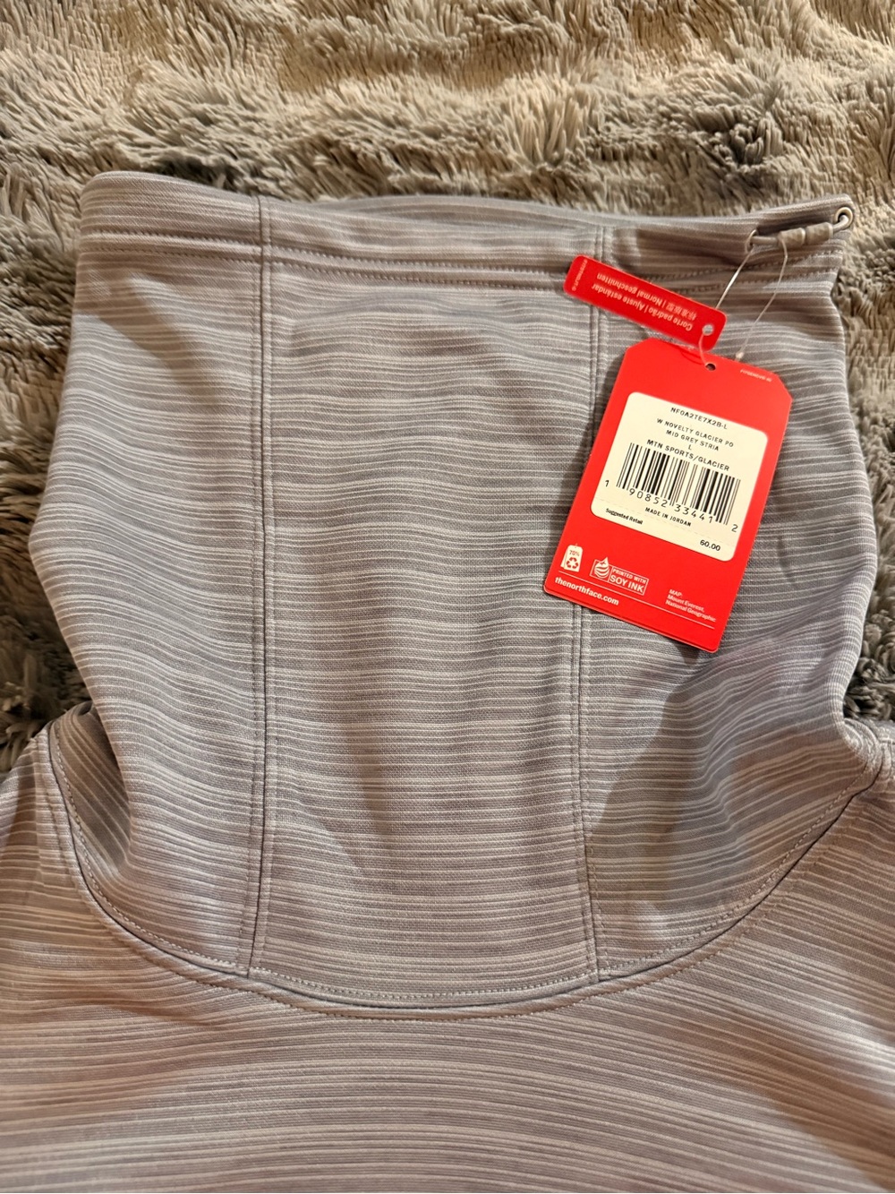 The North Face Women's Light Gray Striped Pullover Hoodie - Picture 2 of 3